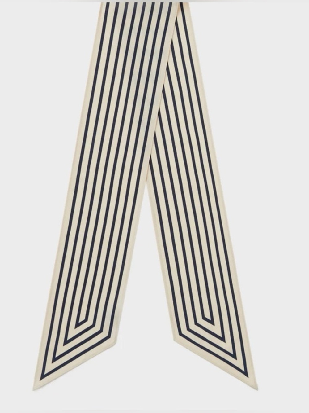 Toteme Cream and Black Geometric Stripe Silk Twilly